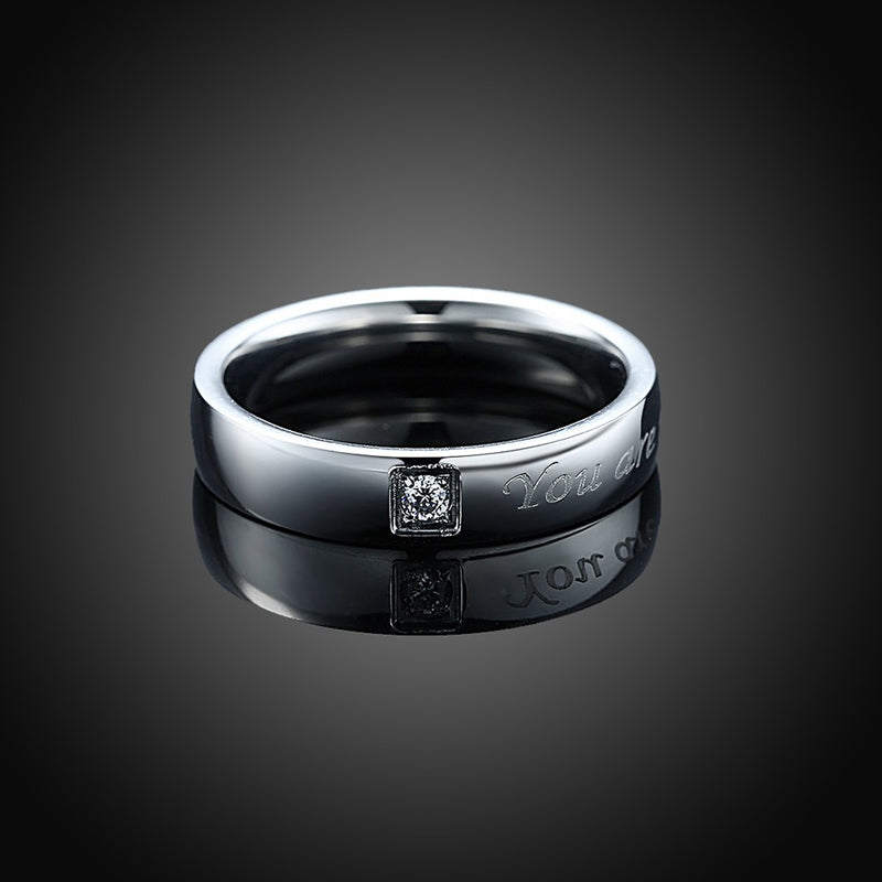 Letter Words Stainless Steel Zircon Couple Ring Men Jewelry Birthday Gift For Wedding