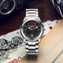 KINGNUOS K-198 Hardles Glass Quartz Watches Stainless Steel Strap Business Style Men Watch