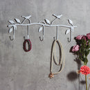 KSOL Iron Birds Leaves Hat/Towel/Coat Wall Decor Clothes Hangers Racks With 5 Hooks White Home Hooks