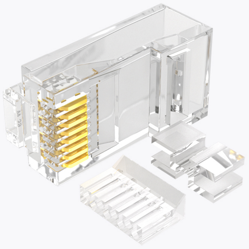 SAMZHE 10 / 50 / 100PCS RJ45 Cable Head Plug Gold-plated Cat 6 Crimp Network LAN Cable Plugs Network Connector