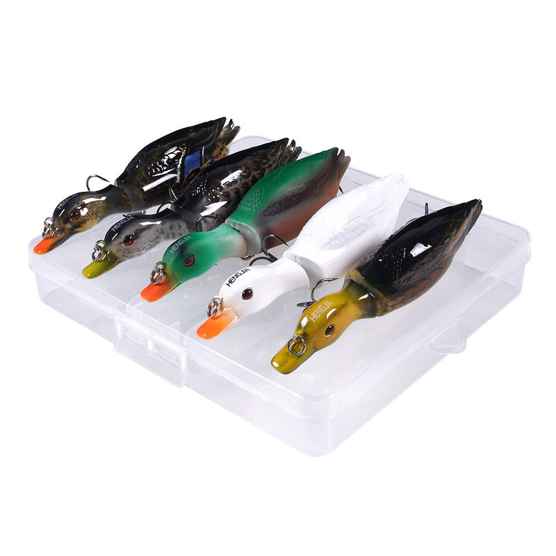 HENGJIA J101 5PSC Duck Fishing Lure Set Rotating Tail Popper Topwater Swim Crankbait Artificial Hard Bait