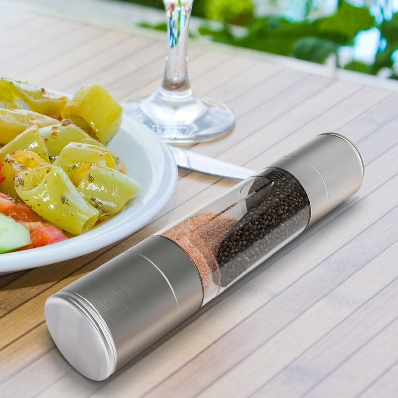 2 In 1 Stainless Steel Manual Pepper Salt Mill Grinder Spice Mill Kitchen Tool