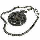 JIJIA JX014 Crane Pattern Hollow Black Bronze Mechanical Pocket Watch