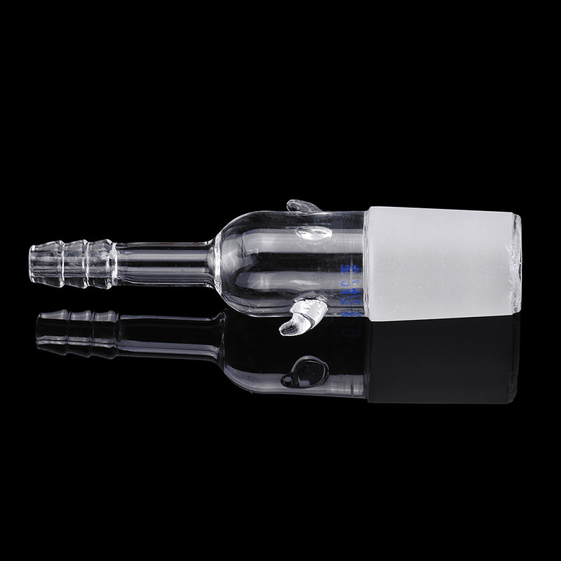 24/29 Glass Straight Vacuum Adapter Air Exhaust Connector Two Sides Ears Ground Joint to Hose Connection