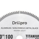 Drillpro 10 Inch 100 Teeth Saw Blade TCT Aluminum Non-Ferrous Metal Saw Blades for Circular Saw Miter Saw Table Saw Radial Arm Saw