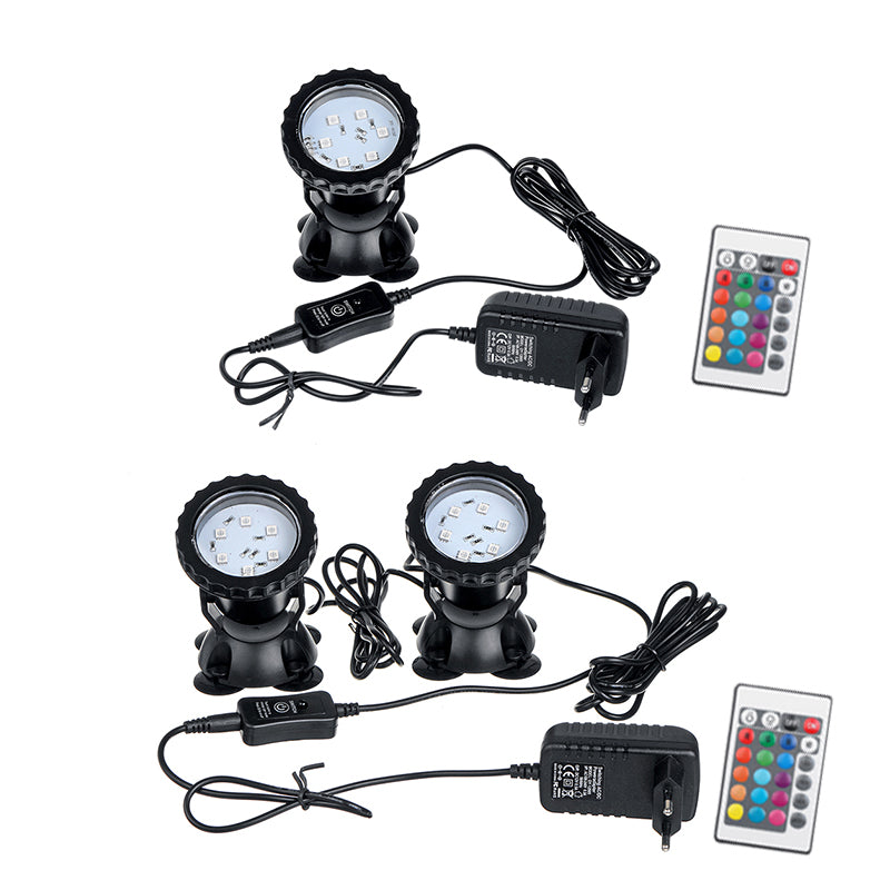 LED RGB Aquarium Light Submersible Fountain Underwater Pond Spot Lights with Remote Controller