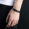 Double Black Stainless Steel Men's Leather Bracelet