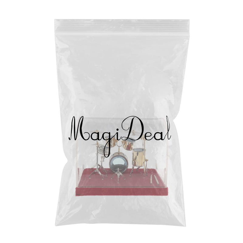 1/12 Dollhouse Miniature Copper Drum Set Model with Display Box Musical Instrument Decoration