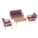 Purple Sofa Couch End Table Furniture Set For 1:12th Dollhouse Accessories