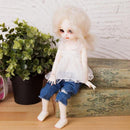 Trendy Lace Dress Ripped Jeans Suit for 1/6 BJD Dollfie LUTS SD Dolls Casual Clothes Accessory