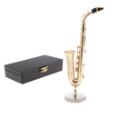 19cm Copper Saxophone Model Musical Woodwind Instrument Miniature Home Office Desktop Decoration Dolls Accessory Kids Gift