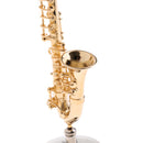 19cm Copper Saxophone Model Musical Woodwind Instrument Miniature Home Office Desktop Decoration Dolls Accessory Kids Gift