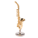 19cm Copper Saxophone Model Musical Woodwind Instrument Miniature Home Office Desktop Decoration Dolls Accessory Kids Gift