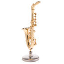 19cm Copper Saxophone Model Musical Woodwind Instrument Miniature Home Office Desktop Decoration Dolls Accessory Kids Gift