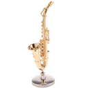 19cm Copper Saxophone Model Musical Woodwind Instrument Miniature Home Office Desktop Decoration Dolls Accessory Kids Gift