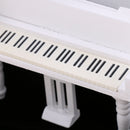Dollhouse Miniature Musical Instrument White Wooden Grand Piano with Stool