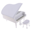 Dollhouse Miniature Musical Instrument White Wooden Grand Piano with Stool
