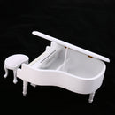 Dollhouse Miniature Musical Instrument White Wooden Grand Piano with Stool