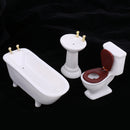 3pcs Mini White Ceramic Bathroom Set for 1:12th Scale Dolls House Furniture