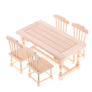 1:12 Scale Natural Wooden Dining Table Chairs Furniture Set Dollhouse Decor