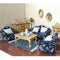 1/12 Wood Sofa Couch Cushions Set Dollhouse Living Room Furniture Accessories Decoration Dark Blue