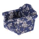 1/12 Wood Sofa Couch Cushions Set Dollhouse Living Room Furniture Accessories Decoration Dark Blue