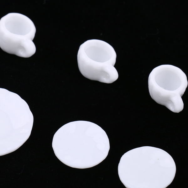 1/12 Scale Miniature 15 Pieces White Ceramic Chinese Tea Coffee Set Tableware Furniture for Dolls House Kitchen Table Decor