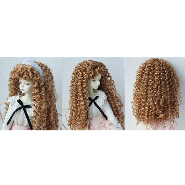 1/4 BJD Doll Long Curly Wig Brown Hairpiece for DOD LUTS SD SID Doll Hair Making Supplies