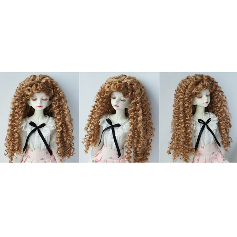 1/4 BJD Doll Long Curly Wig Brown Hairpiece for DOD LUTS SD SID Doll Hair Making Supplies