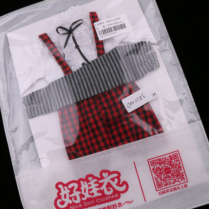1/3 BJD Fancy White Blouse Plaid Suspender Pants Set Clothes for 60cm Fairy Night Lolita Doll SD LUTS DOT