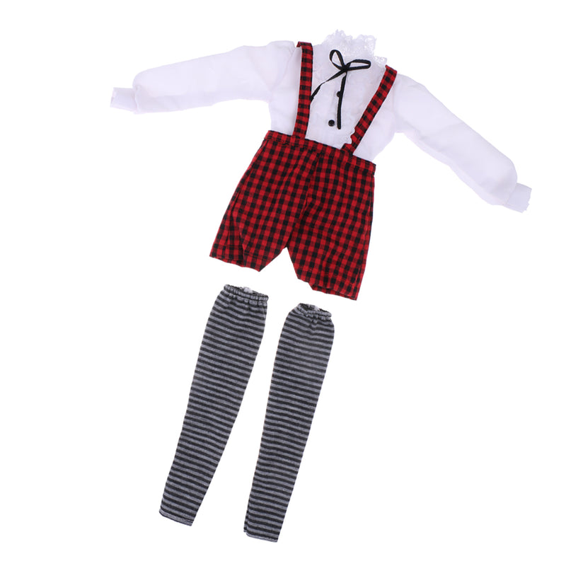1/3 BJD Fancy White Blouse Plaid Suspender Pants Set Clothes for 60cm Fairy Night Lolita Doll SD LUTS DOT
