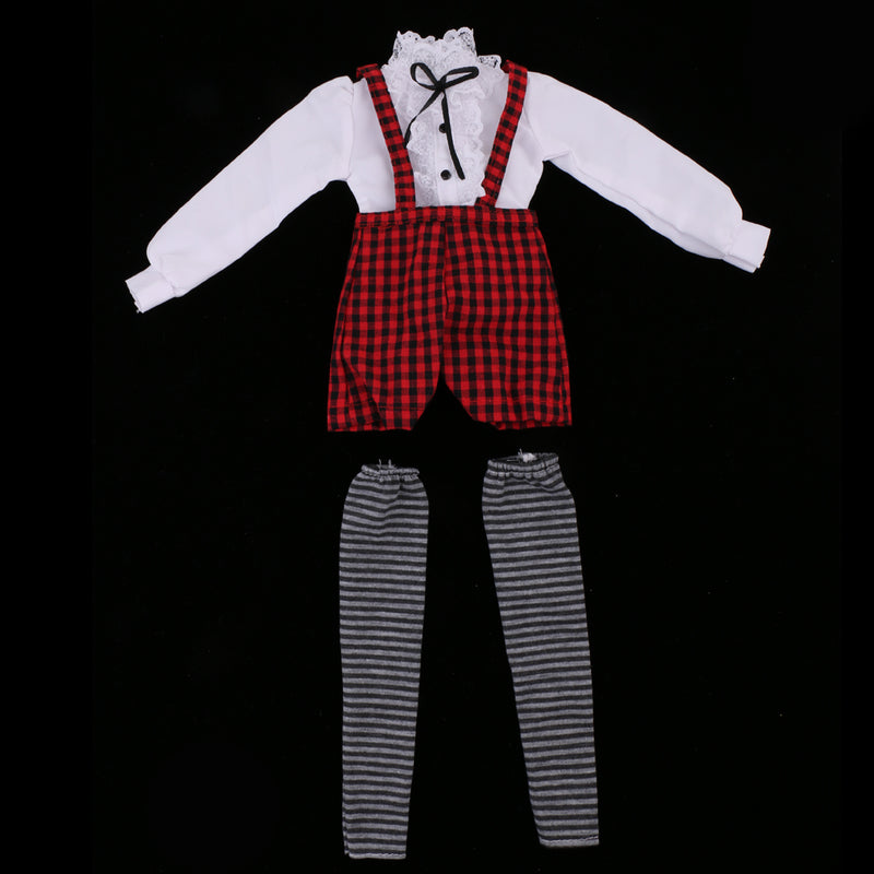 1/3 BJD Fancy White Blouse Plaid Suspender Pants Set Clothes for 60cm Fairy Night Lolita Doll SD LUTS DOT