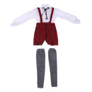 1/3 BJD Fancy White Blouse Plaid Suspender Pants Set Clothes for 60cm Fairy Night Lolita Doll SD LUTS DOT