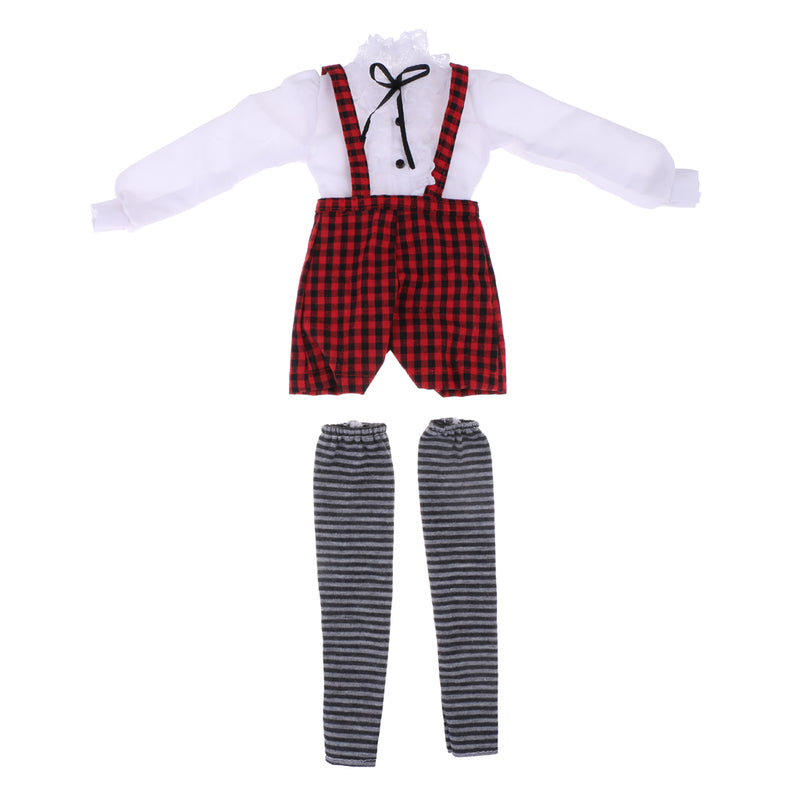 1/3 BJD Fancy White Blouse Plaid Suspender Pants Set Clothes for 60cm Fairy Night Lolita Doll SD LUTS DOT