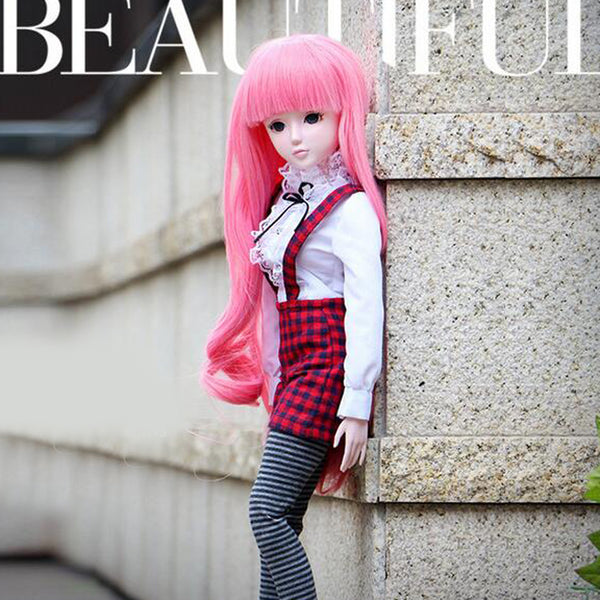 1/3 BJD Fancy White Blouse Plaid Suspender Pants Set Clothes for 60cm Fairy Night Lolita Doll SD LUTS DOT