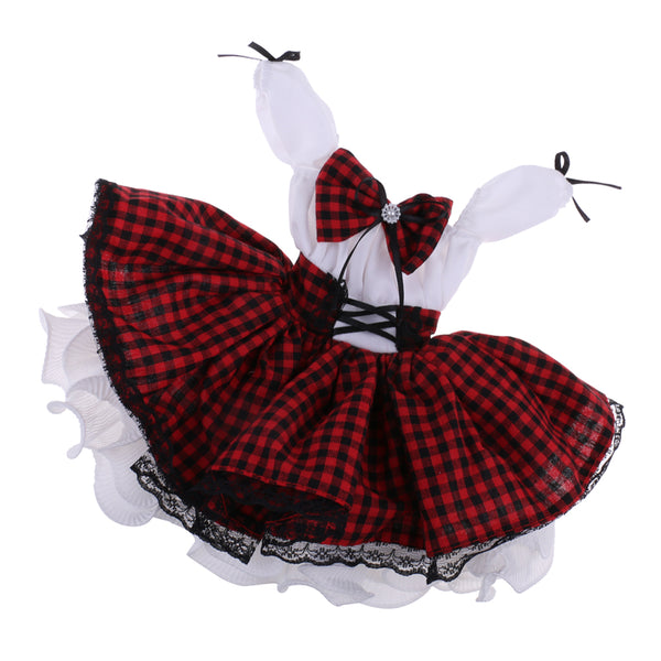 1/3 BJD Fancy 2-Layered Plaid Dress and Neckerchief Clothes for 60cm Fairy Night Lolita Doll SD LUTS DOT
