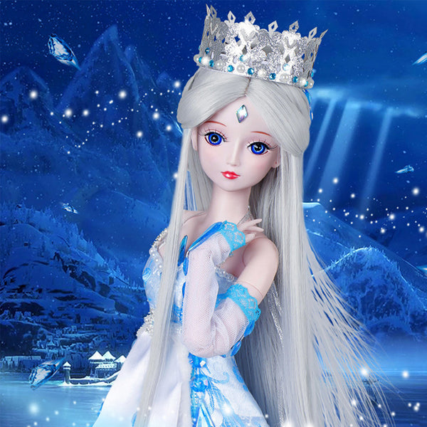 1/3 BJD Silver Hair Wig and Crown Set for 60cm Fairy Lolita Doll SD LUTS DOT