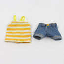 Fashion Striped Suspender Tops Jeans Shorts Suit Outfit for 12inch Blythe Momoko Azone Dolls Clothing Accessories
