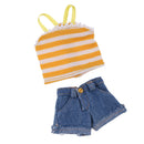 Fashion Striped Suspender Tops Jeans Shorts Suit Outfit for 12inch Blythe Momoko Azone Dolls Clothing Accessories