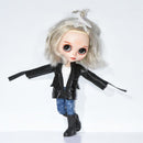 Fashion White Vest Ripped Jeans Jacket Suit Tops Pants Clothes for 12inch Blythe Takara Azone Dolls Accessories
