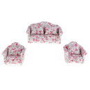3 Sets of 1/12 Dollhouse Miniature Furniture Flower Pattern Seat Sofa Cushions Set Doll Living Rooms Decoration Accessory