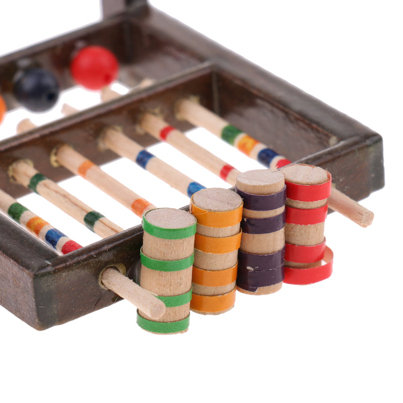 1/12 Dollhouse Miniature Wooden Croquet Game Set Garden Sports Decoration
