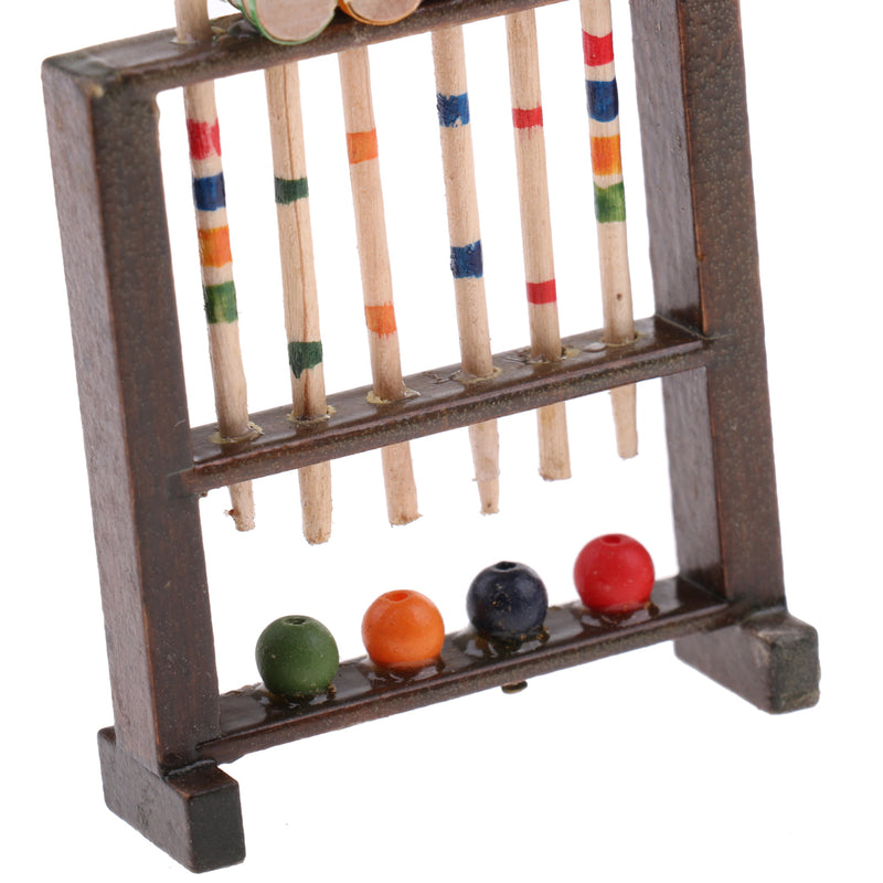 1/12 Dollhouse Miniature Wooden Croquet Game Set Garden Sports Decoration