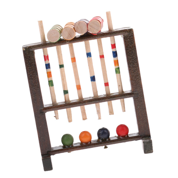 1/12 Dollhouse Miniature Wooden Croquet Game Set Garden Sports Decoration