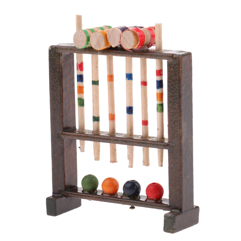 1/12 Dollhouse Miniature Wooden Croquet Game Set Garden Sports Decoration