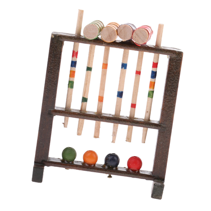 1/12 Dollhouse Miniature Wooden Croquet Game Set Garden Sports Decoration