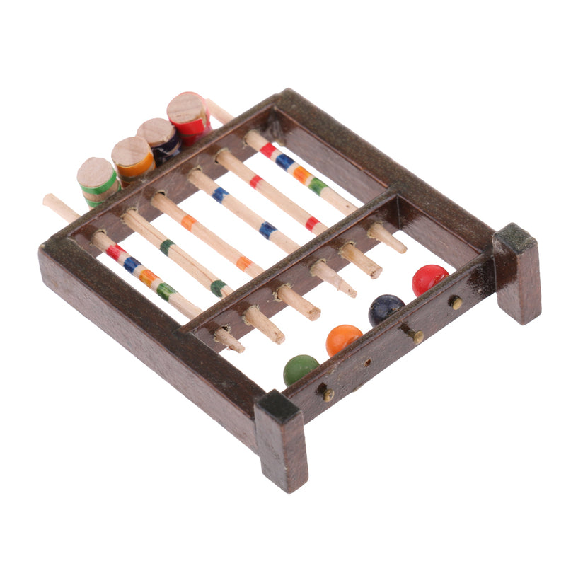1/12 Dollhouse Miniature Wooden Croquet Game Set Garden Sports Decoration