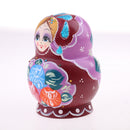 10 Pieces Set Flower Patterns Wooden Russian Nesting Dolls Stacking Matryoshka Toy Home Office Decoration