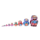 10 Pieces Set Flower Patterns Wooden Russian Nesting Dolls Stacking Matryoshka Toy Home Office Decoration
