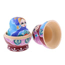 10 Pieces Set Flower Patterns Wooden Russian Nesting Dolls Stacking Matryoshka Toy Home Office Decoration